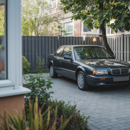 voiture-allee-pavee-plantes-cloture